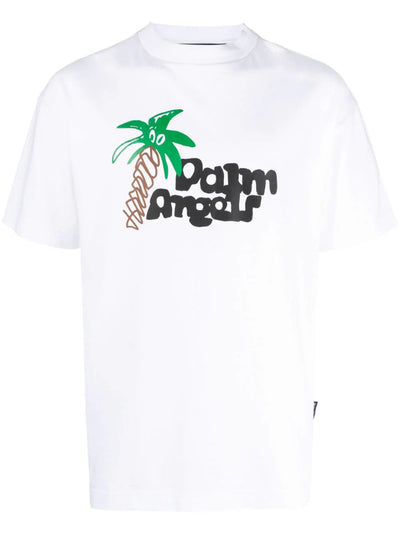 Palm Angels Sketchy Palm Tree Print Classic T-Shirt in White