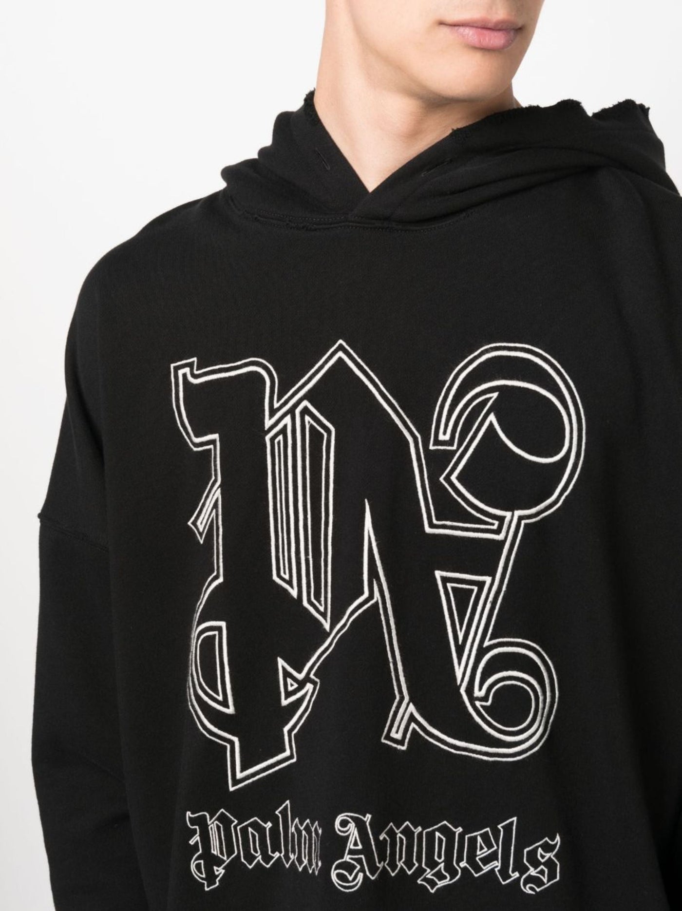 Palm Angels PA Monogram Logo Hoodie in Black