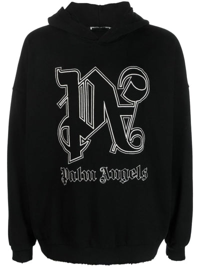 Palm Angels PA Monogram Logo Hoodie in Black