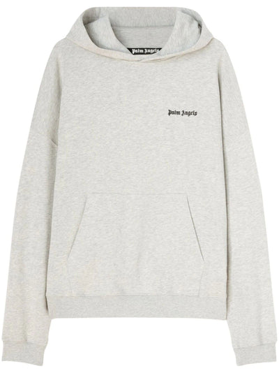 Palm Angels Embroidered Logo Hoodie in Grey