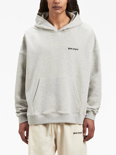Palm Angels Embroidered Logo Hoodie in Grey