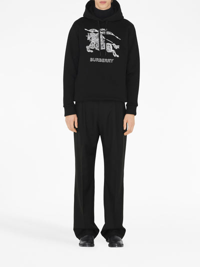 Burberry EKD Knight Embroidered Logo Hoodie in Black