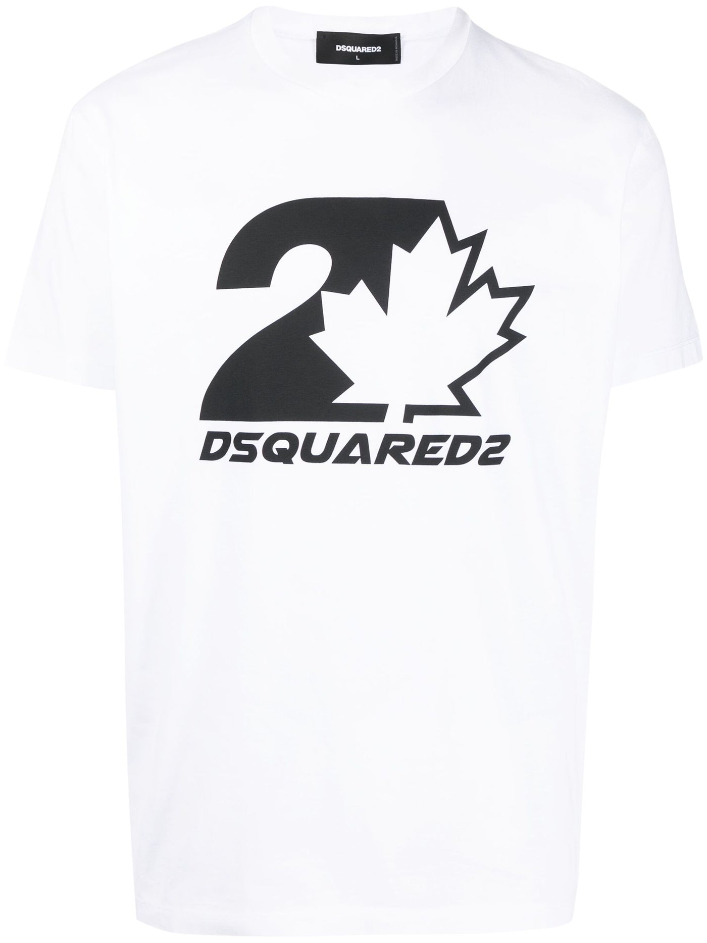 Dsquared2 Bold Maple Leaf Logo Printed T-Shirt in White