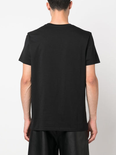 Balmain – T-Shirt mit kleinem Logo und Flockdruck in Schwarz 