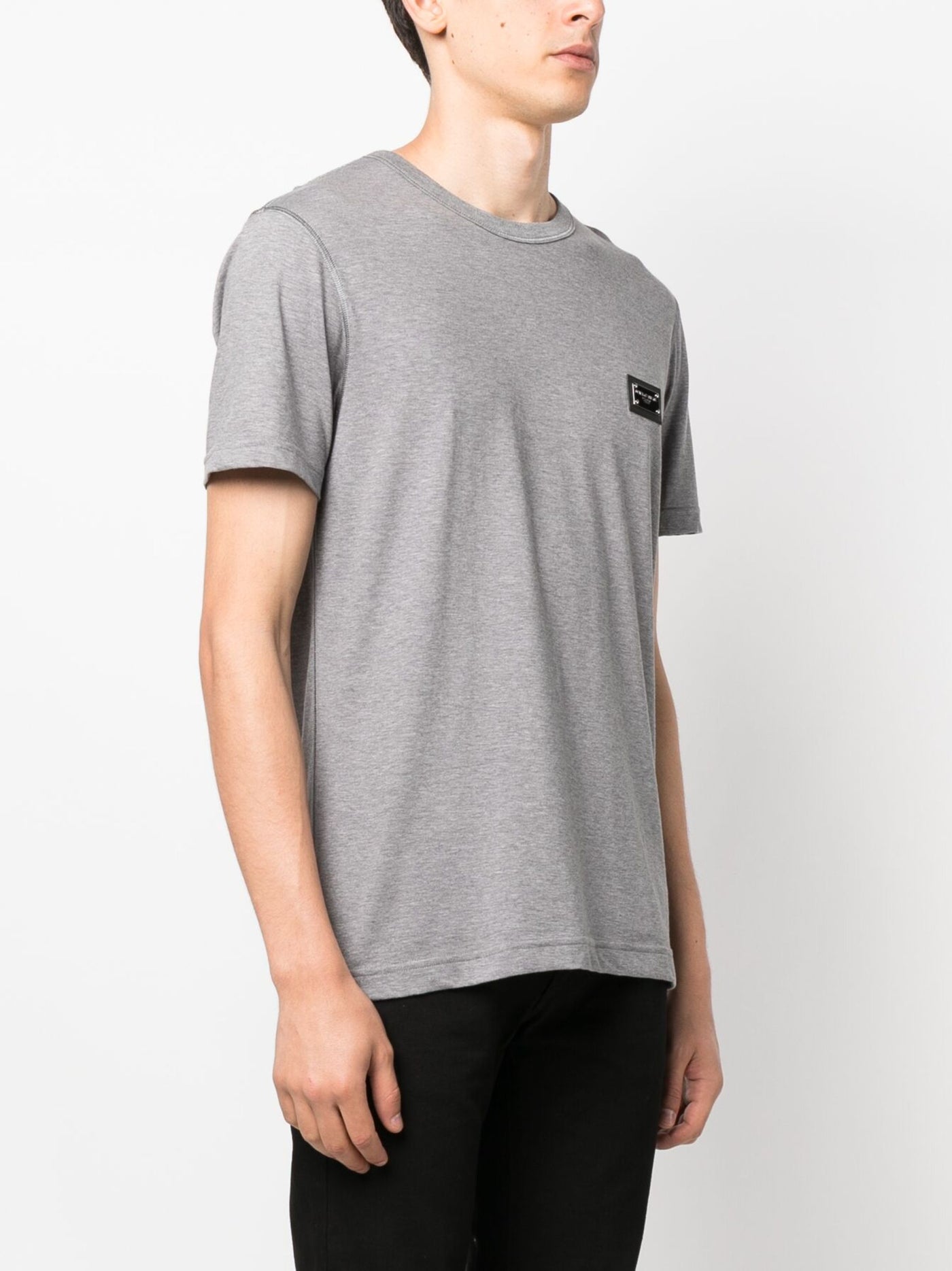 Dolce & Gabbana Silver Plaque T-Shirt in Grey