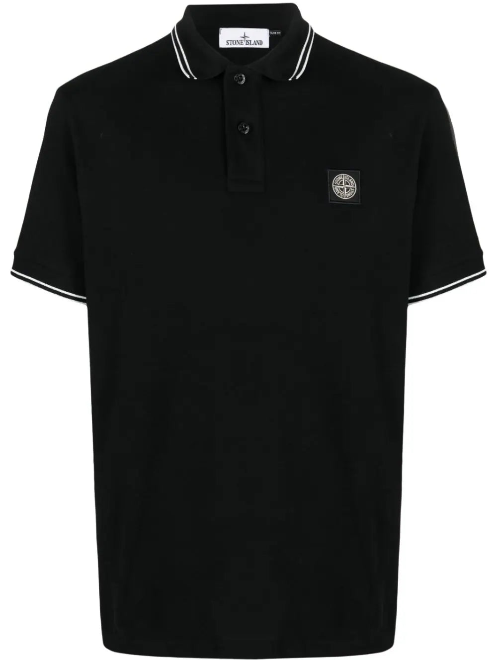 Stone Island Compass Patch Logo Polo in Black