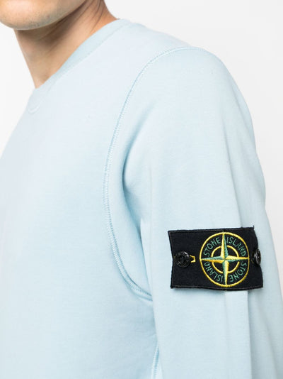 Stone Island Compass Patch Logo Sweatshirt in Sky Blue