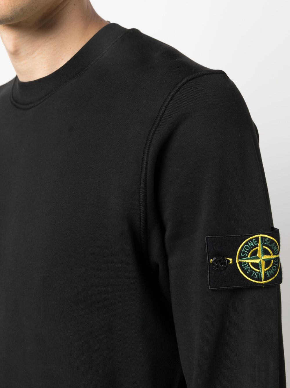 Stone Island Compass Patch Crew neck Sweatshirt in Black