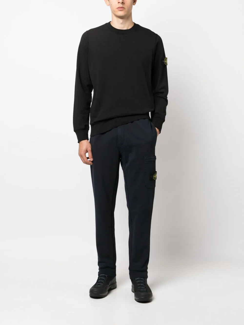 Stone island black crew neck sweatshirt sales