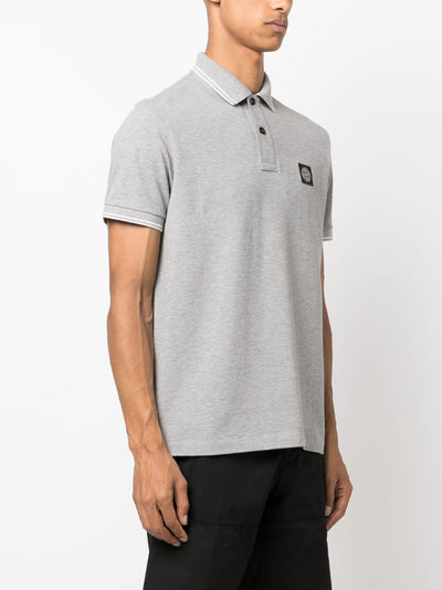 Stone Island Compass Patch Logo Polo in Grey