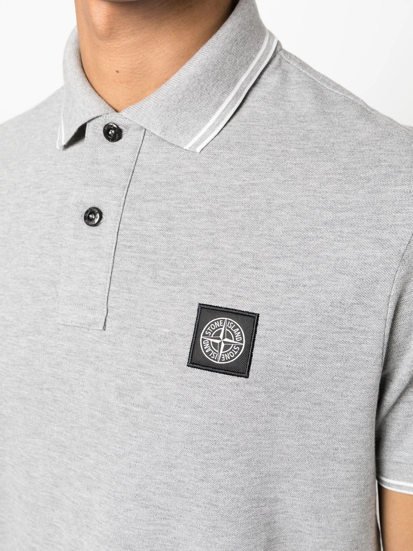 Stone Island Compass Patch Logo Polo in Grey