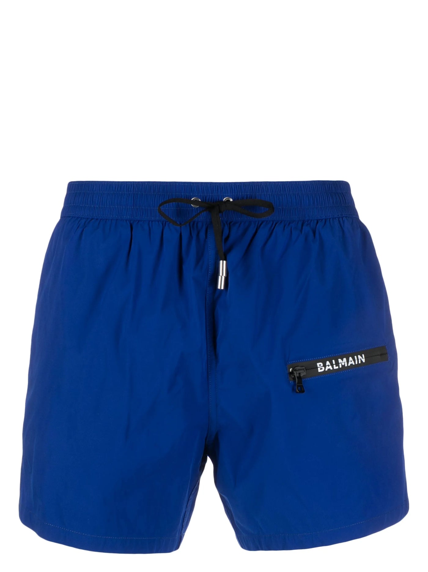 Balmain Zip Logo Printed Swim Shorts in Blue