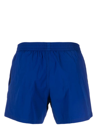 Balmain Zip Logo Printed Swim Shorts in Blue