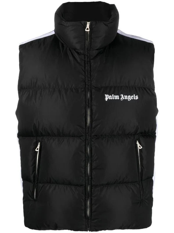 Palm Angels Classic Logo Print Padded Down Gilet in Black
