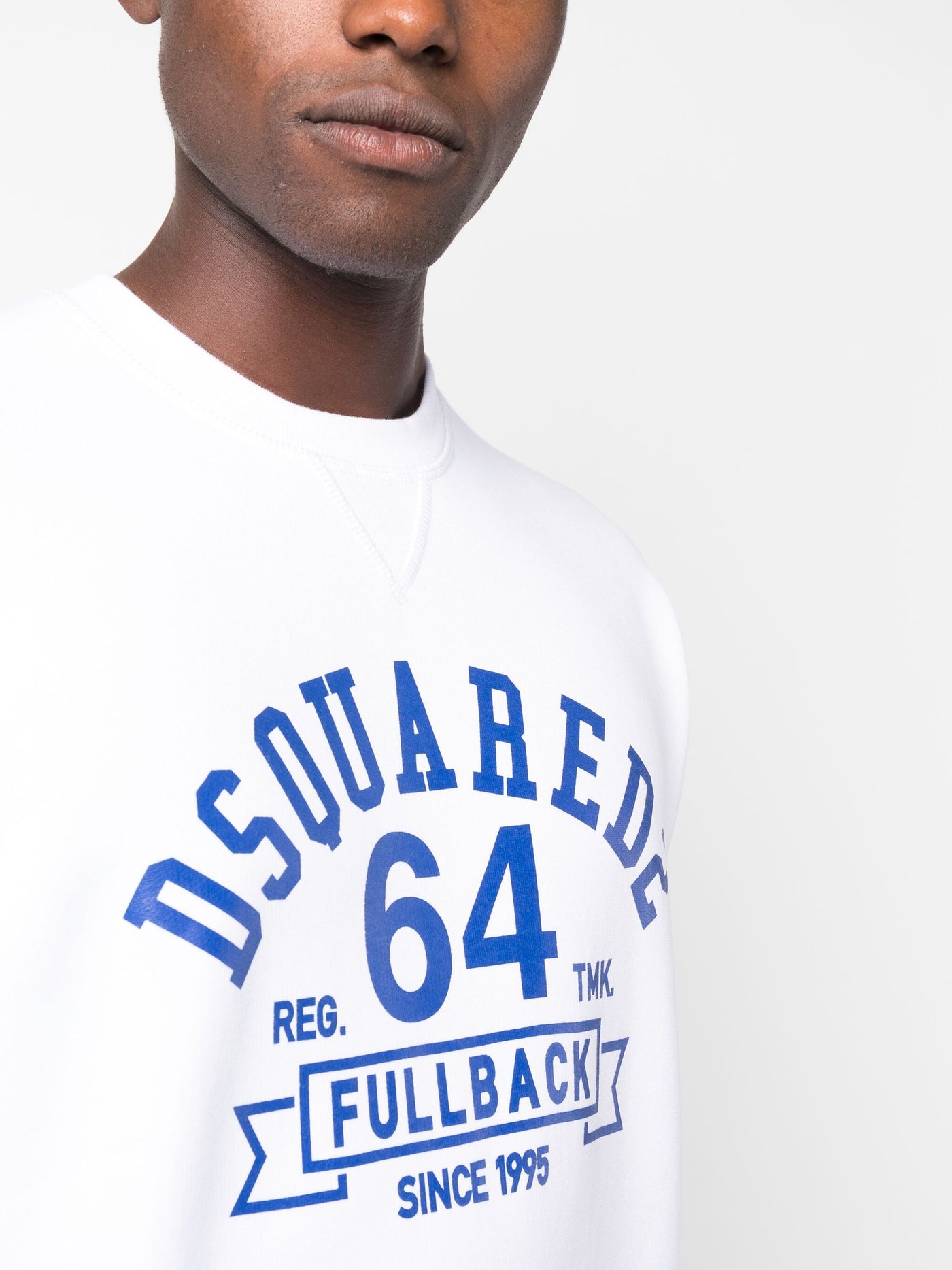 Dsquared2 – Weißes Sweatshirt mit aufgedrucktem Logo „FullBack 64“