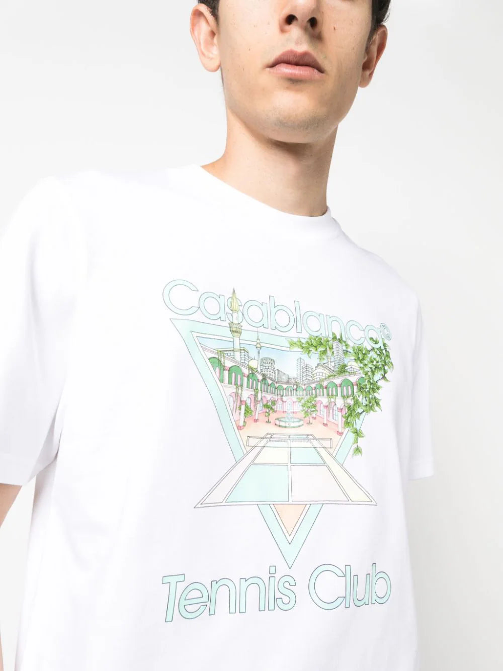 Casablanca Tennis Club Pastelle Print T-Shirt in White