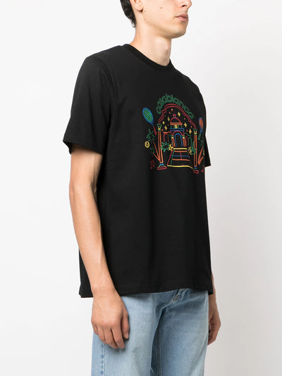 Casablanca Rainbow Crayon Temple Printed T-Shirt in Black