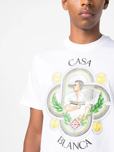 Casablanca Le Joueur Print T-Shirt in White