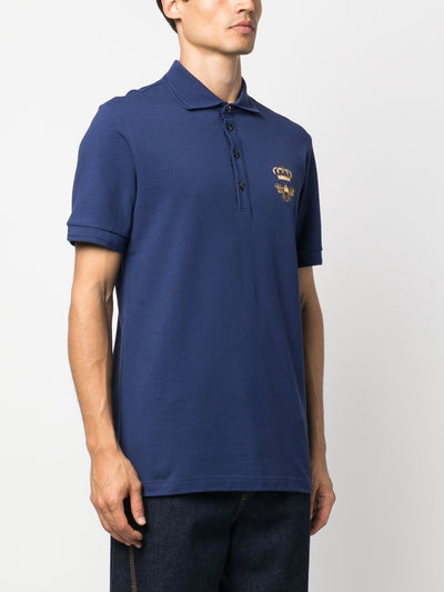 Dolce & Gabbana Embroidered Piqué Polo in Navy