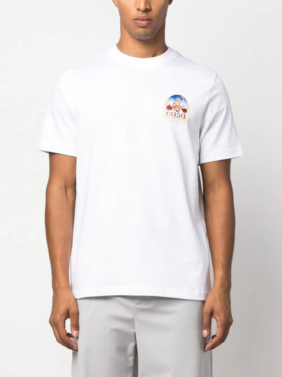 Casablanca Vue De L'Arche Printed T-Shirt in White