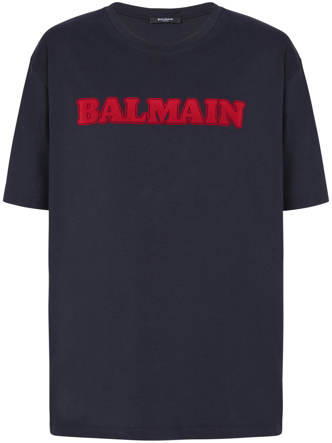 2014 BALMAIN Tシャツ Balmain Retro Flocked Logo T-Shirt in Navy – TheDesignerBox