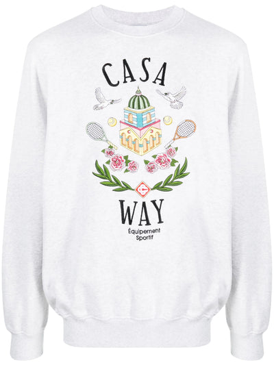 Casablanca Casa way Embroidered Sweatshirt in Grey