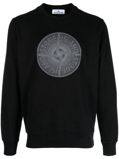 Stone Island Industrial One Compass Circle logo Sweatshirt in Black