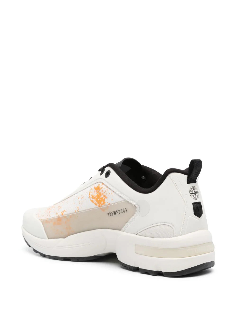 Stone Island Grime Rubber-Trimmed Leather and Ripstop Trainers in White