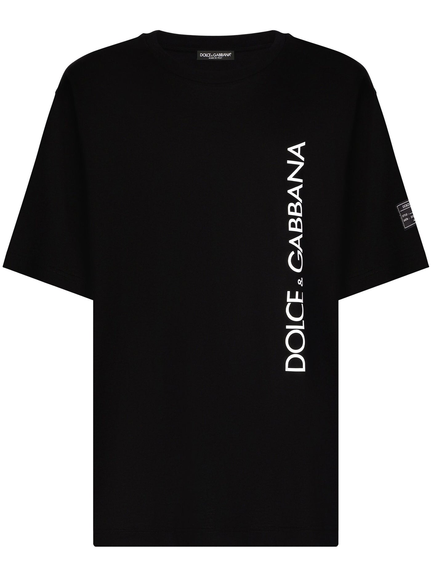 Dolce &amp; Gabbana – T-Shirt mit vertikalem Logo-Aufdruck in Schwarz