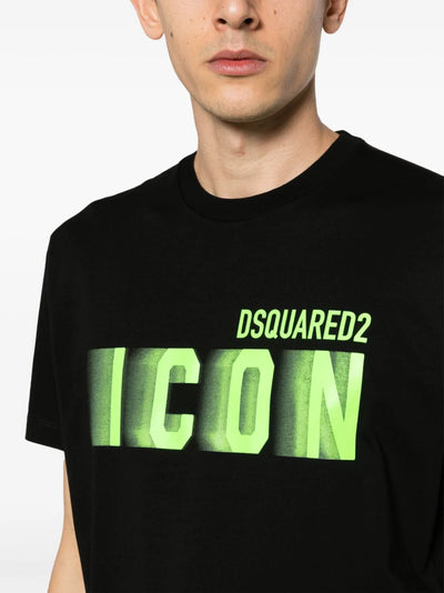 Dsquared2 Icon Blur Cool Green logo Cotton T-Shirt in Black