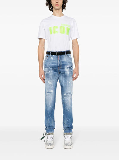 Dsquared2 Icon Blur Cool Green logo Cotton T-Shirt in White