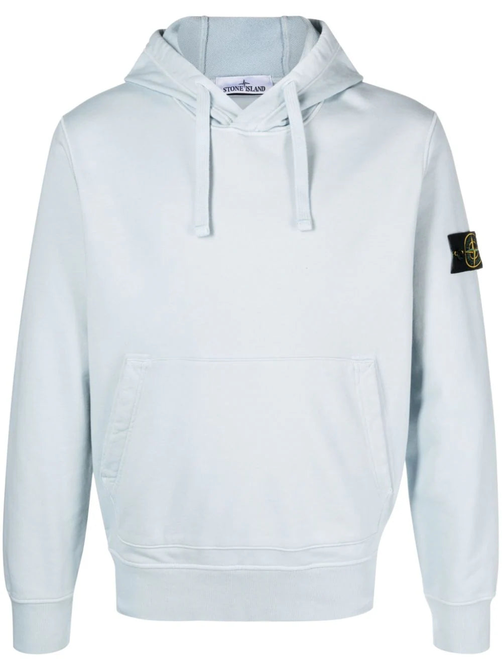 Stone Island Compass Badge Cotton Hoodie in Sky Blue