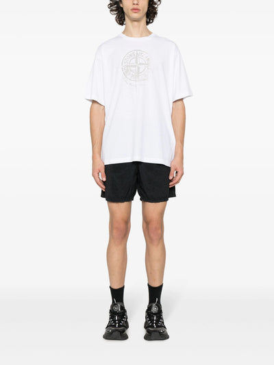 Stone Island Reflective One Compass Print Logo T-Shirt in White