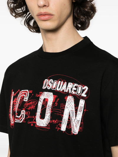 Dsquared2 Scribble Icon Printed T-Shirt in Black