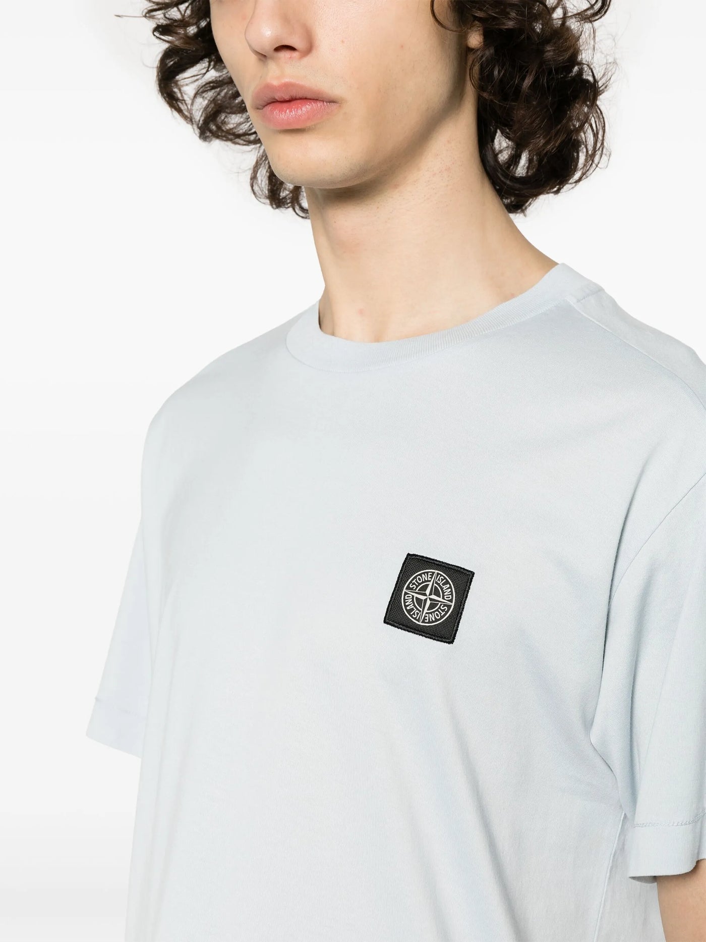 Stone Island Compass Patch Logo T-Shirt in Light Blue