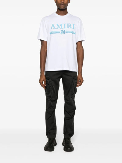 Amiri MA Bar Blue Logo Printed T-Shirt in White