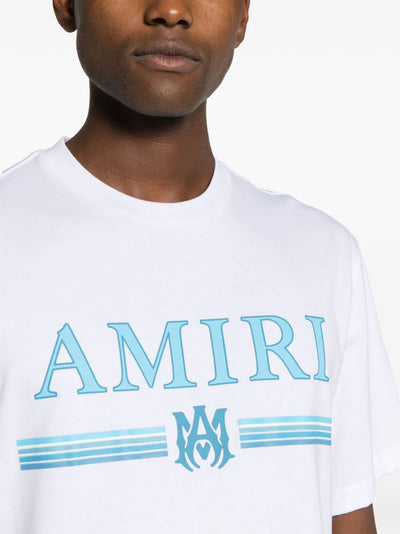 Amiri MA Bar Blue Logo Printed T-Shirt in White