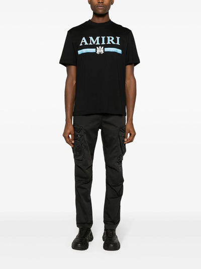 Amiri MA Bar Blue Logo Printed T-Shirt in Black