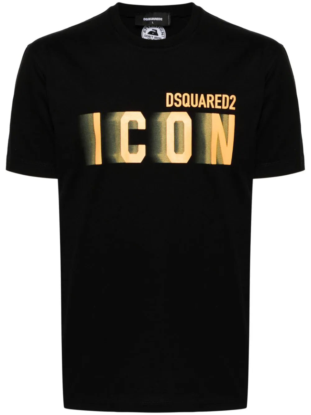 Dsquared2 – Schwarzes Baumwoll-T-Shirt mit „Icon Blur Cool Orange“-Logo