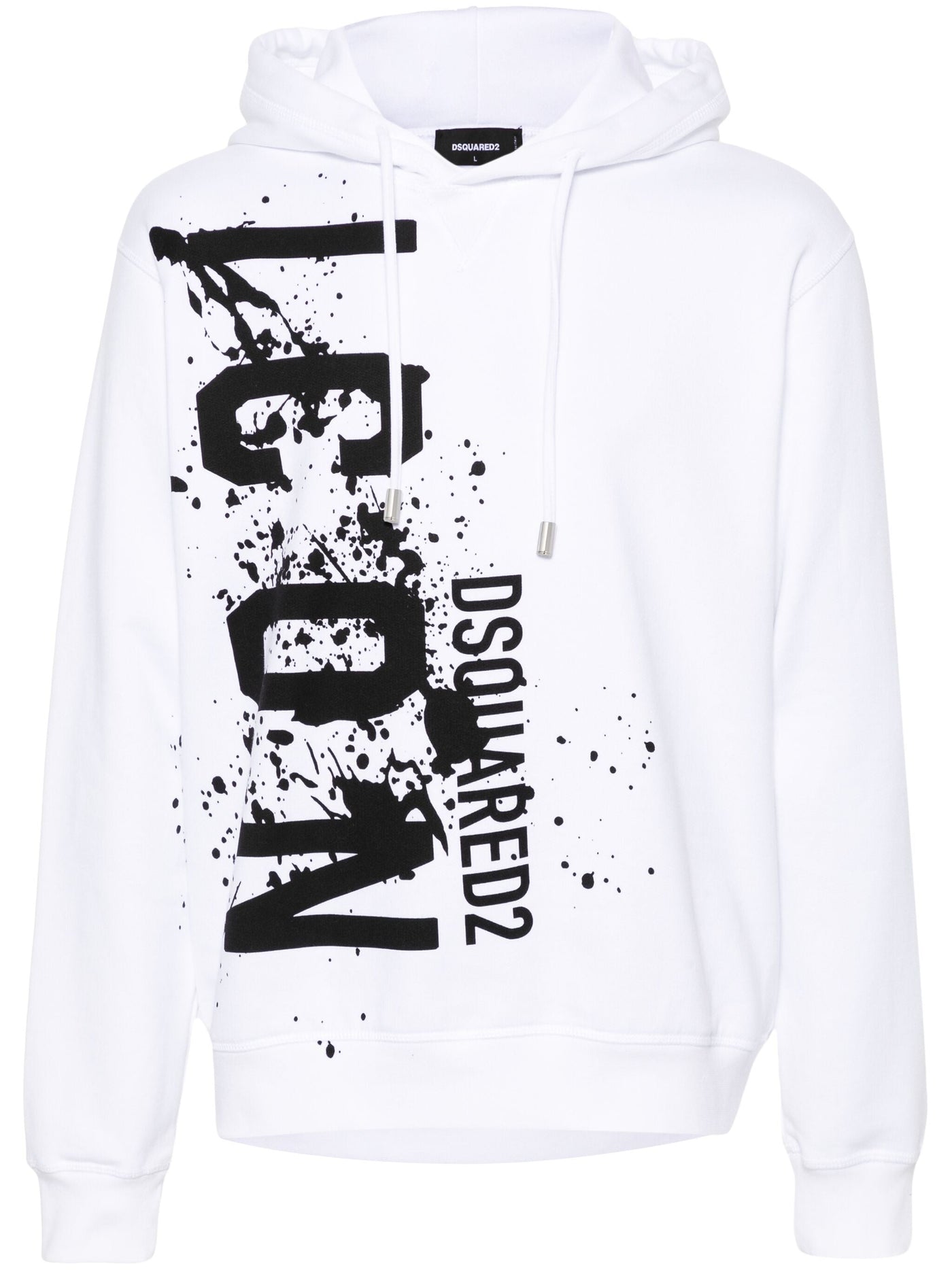 Dsquared2 Cool Fit Icon Splash Logo White Hoodie