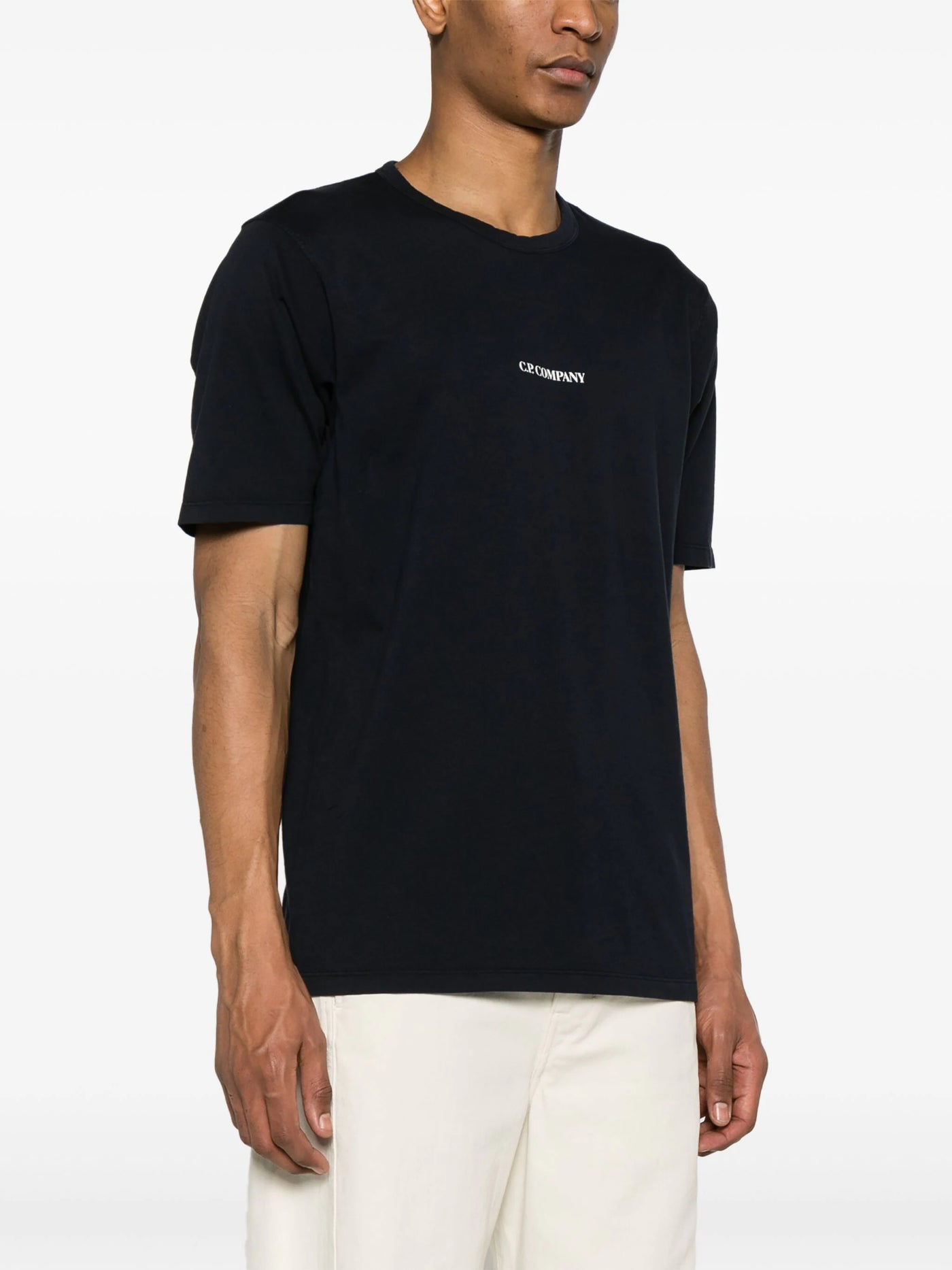 CP Company – T-Shirt mit kompaktem Logo in Marineblau