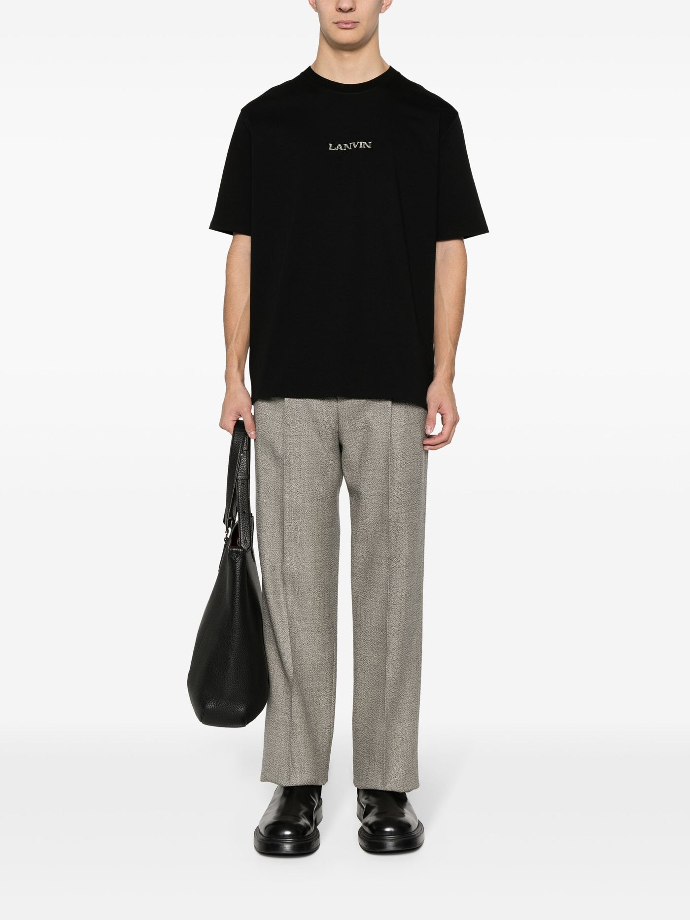 Lanvin Embroidered Small Logo T-Shirt in Black