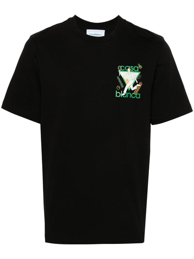 Casablanca Le Jeu Printed Cotton T-Shirt in Black