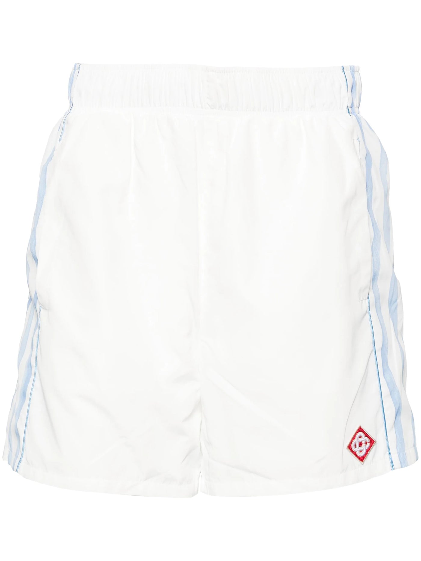 Casablanca Wavy Striped Swim Shorts in White