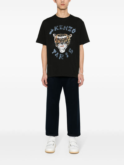 Kenzo – Schwarzes T-Shirt mit „Draw Tiger“-Aufdruck