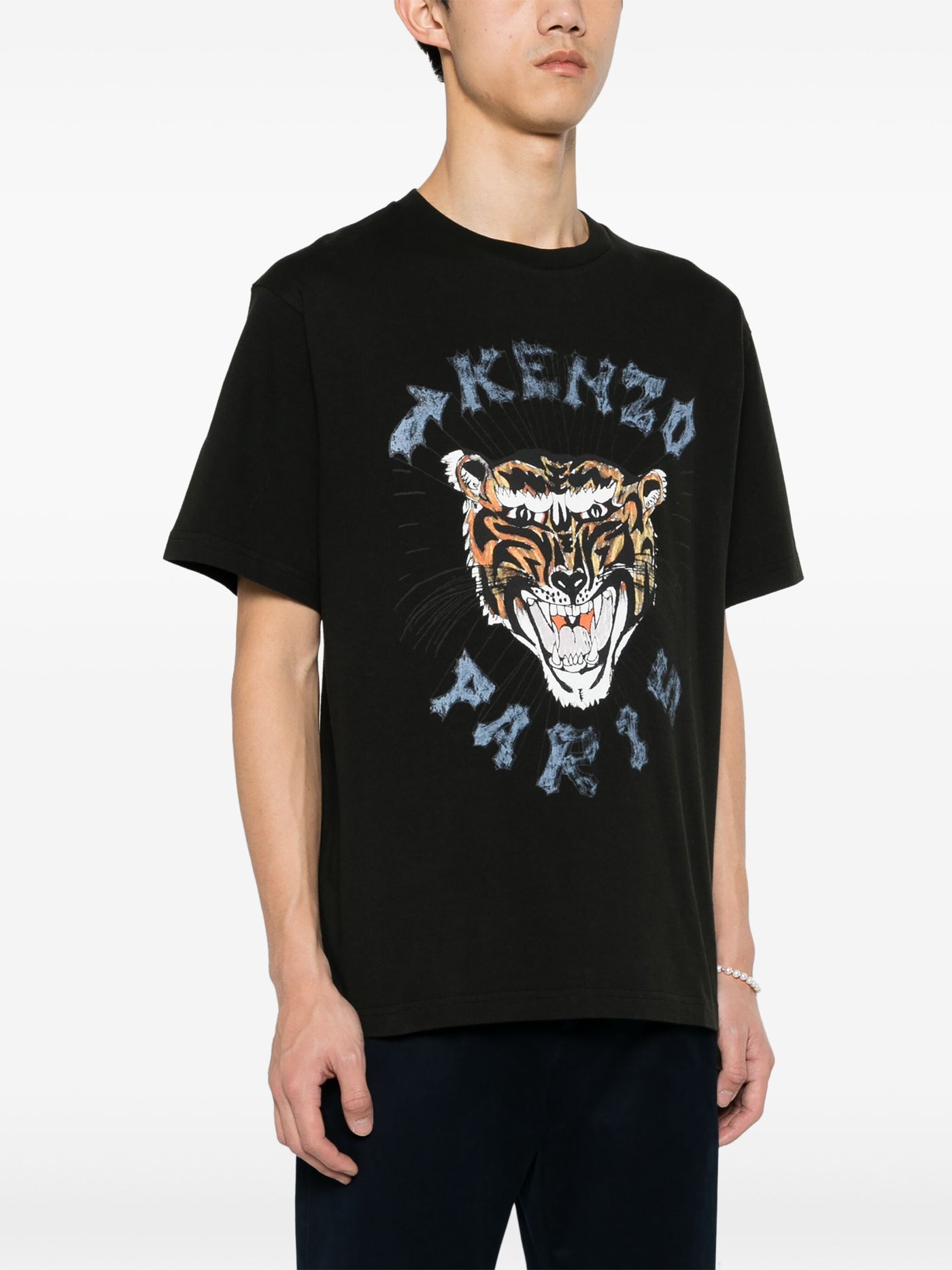 Kenzo – Schwarzes T-Shirt mit „Draw Tiger“-Aufdruck