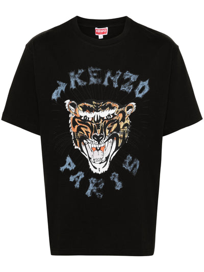 Kenzo Drawn Tiger Printed T-Shirt in Black