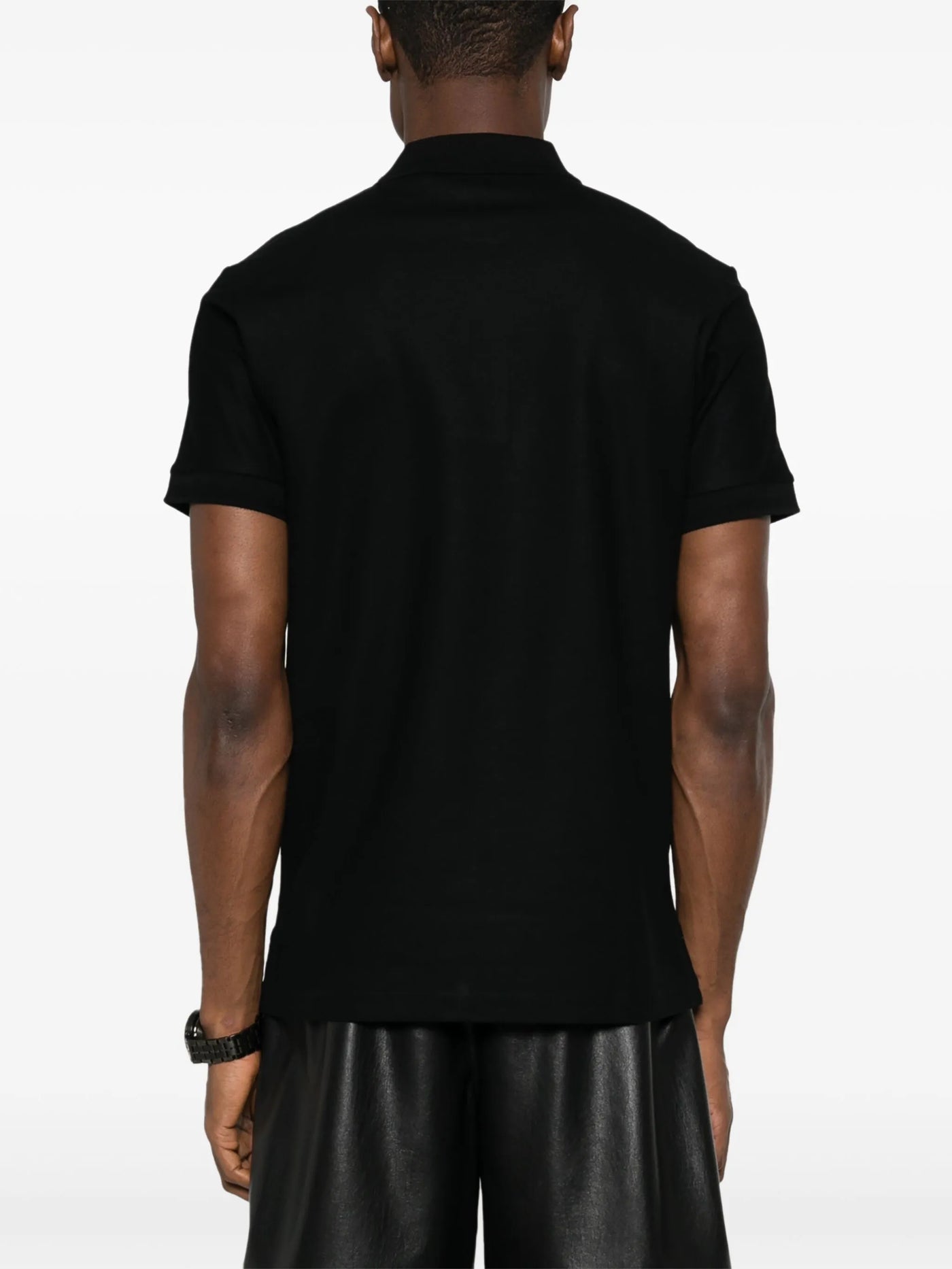 Burberry Circle TB Logo Embroidered Polo in Black