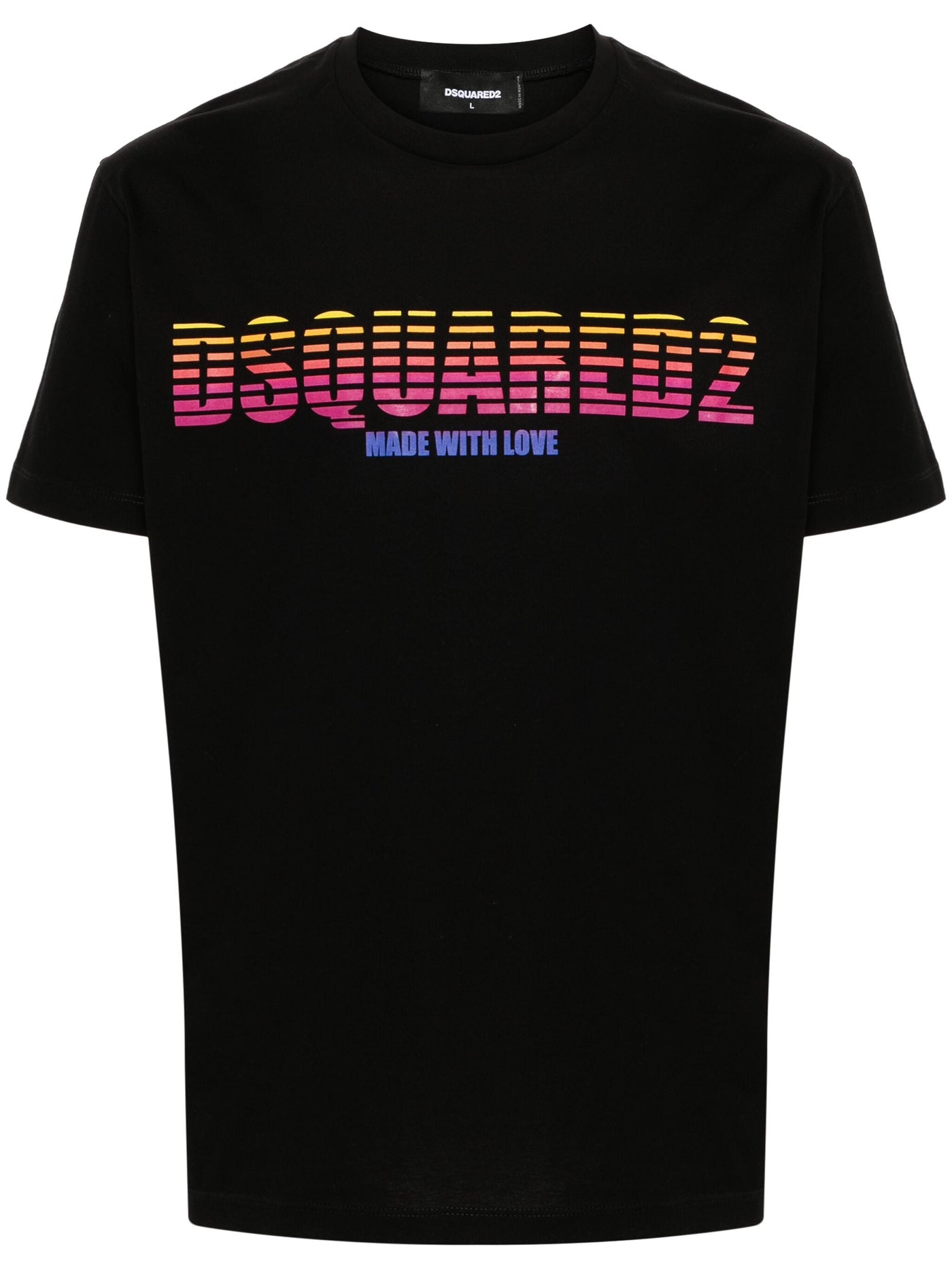 Dsquared2 – Schwarzes T-Shirt mit „Made with Love“-Aufdruck