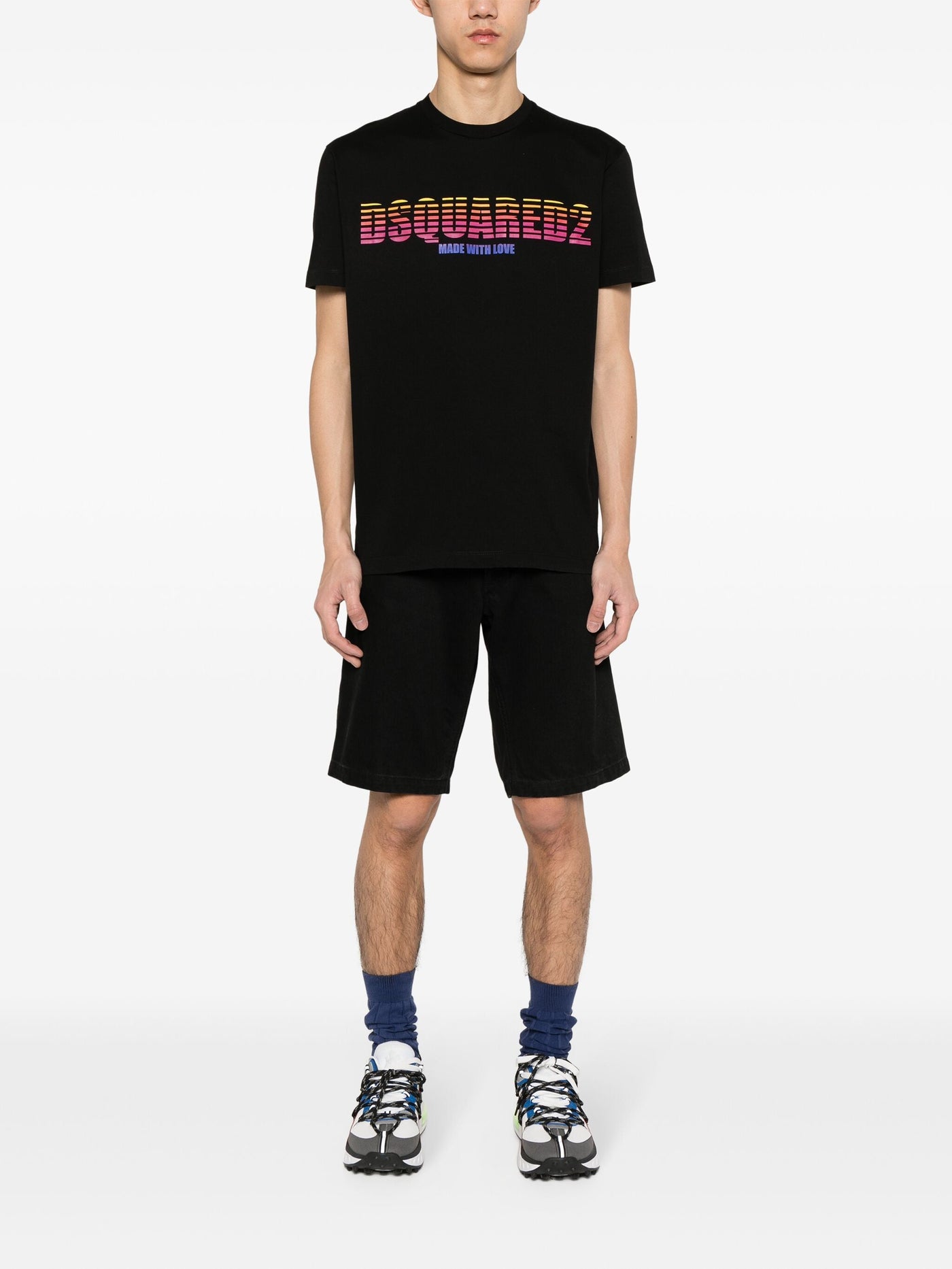 Dsquared2 – Schwarzes T-Shirt mit „Made with Love“-Aufdruck